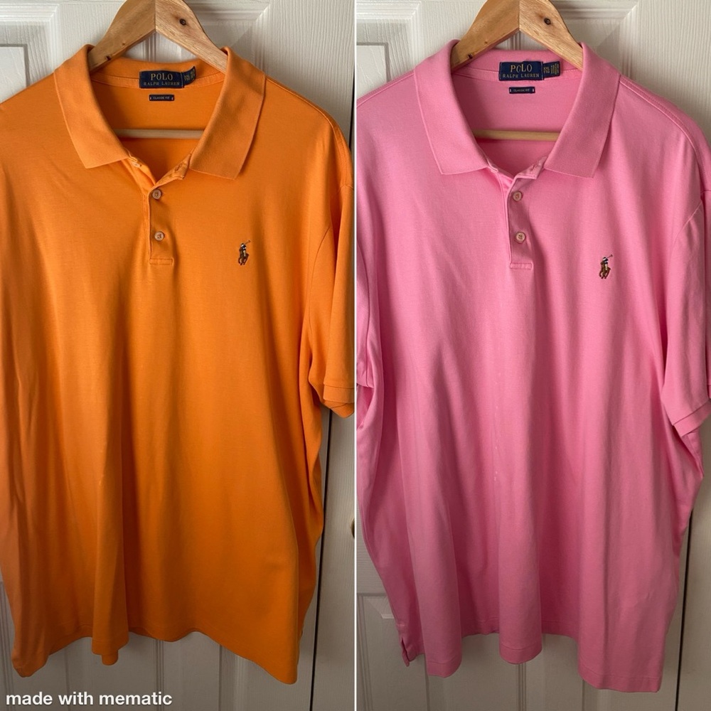 POLO Ralph Lauren LOT OF 2 Classic Fit Soft Cotton Flesh Pony Polo Shirt SZ XXL